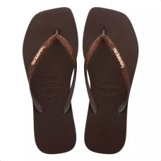 Chinelo Havaianas Slim Square Sparkle Feminino - Marrom