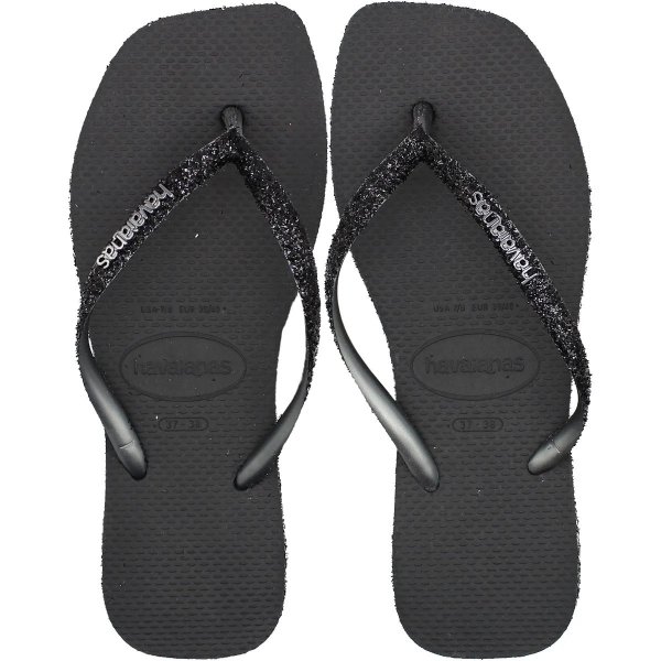 Chinelo Havaianas Slim Square Sparkle Feminino - Preto