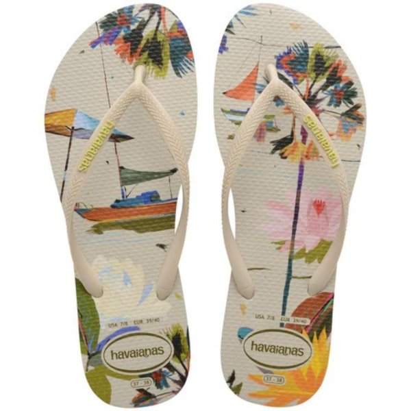 Chinelo Havaianas Slim Summer Bliss Feminino - Creme