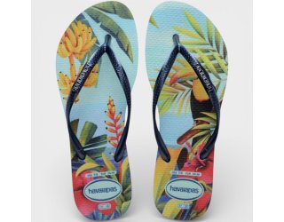 Chinelo Havaianas Slim Tropical Feminino - Azul Claro