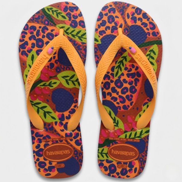 Chinelo Havaianas Top Caju Safari FC Feminino - Amarelo e Laranja