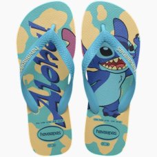 Chinelo Havaianas Top Disney Stitch Kids - Azul e Bege