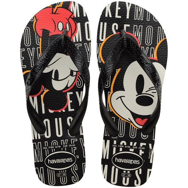 Chinelo Havaianas Top Disney FC - Preto e Branco