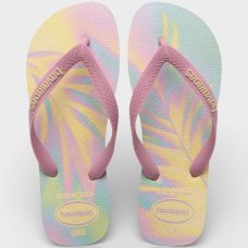 Chinelo Havaianas Top Fashion Feminino - Amarelo e Rosa