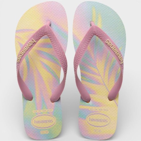 Chinelo Havaianas Top Fashion Feminino - Amarelo e Rosa