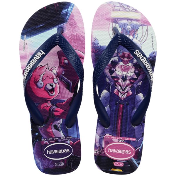 Chinelo Havaianas Top Fortnite Masculino - Roxo e Branco