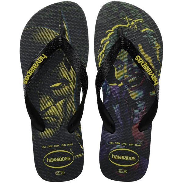 Chinelo Havaianas Top Heróis DC - Preto e Amarelo