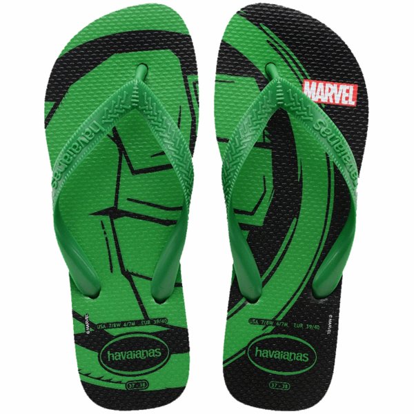 Chinelo Havaianas Top Marvel Logomania Menino - Preto e Verde