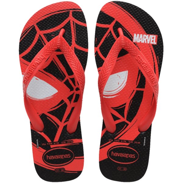 Chinelo Havaianas Top Marvel Logomania Menino - Preto e Vermelho