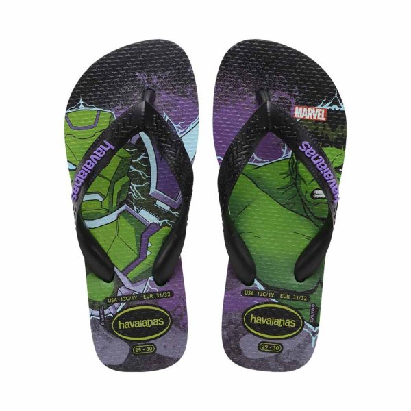 Chinelo Infantil Havaianas Top Marvel Classics - Verde e Preto
