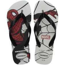 Chinelo Infantil Havaianas Top Marvel Logomania - Branco e Preto