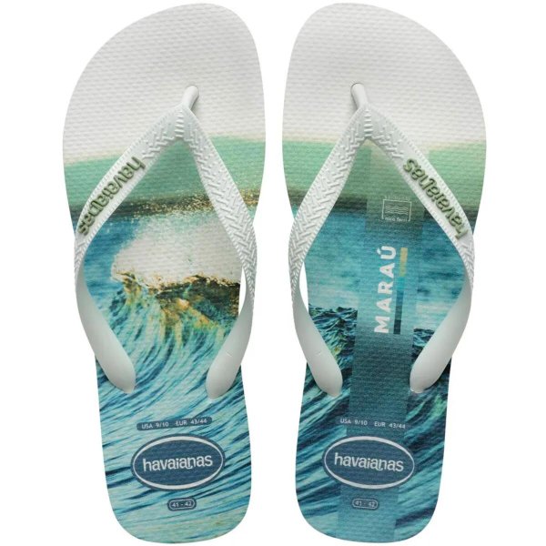 Chinelo Havaianas Top Surfer Masculino - Branco e Azul Claro