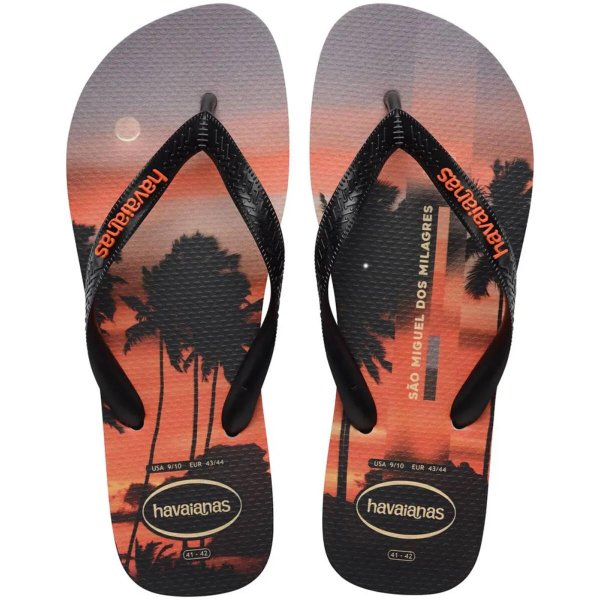 Chinelo Havaianas Top Surfer Masculino - Preto e Laranja