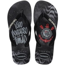 Chinelo Havaianas Top Times Corinthians Masculino - Preto e Branco