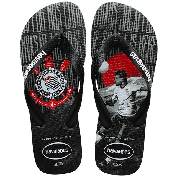 Chinelo Havaianas Top Times Corinthians Masculina - Preto