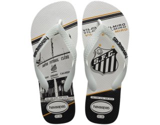 Chinelo Havaianas Top Times Santos Masculino - Branco e Preto