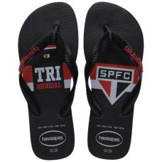 Chinelo Havaianas Top Times São Paulo Masculino - Preto e Vermelho