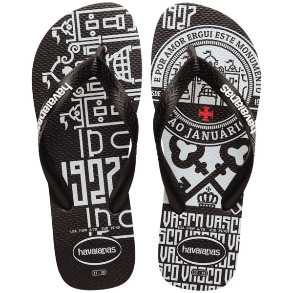 Chinelo Havaianas Top Times Vasco da Gama - Preto e Branco