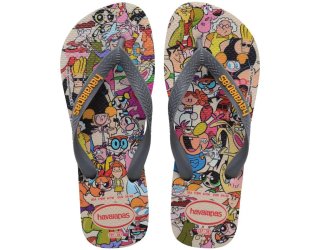 Chinelo Havaianas Top Warner Classics Masculino - Cinza e Amarelo
