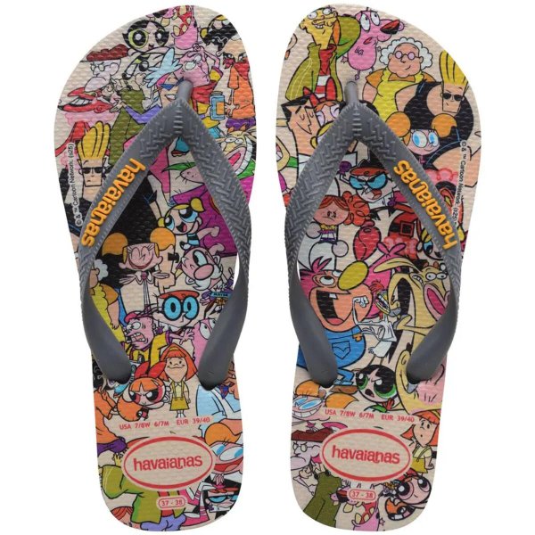 Chinelo Havaianas Top Warner Classics Masculino - Cinza e Amarelo
