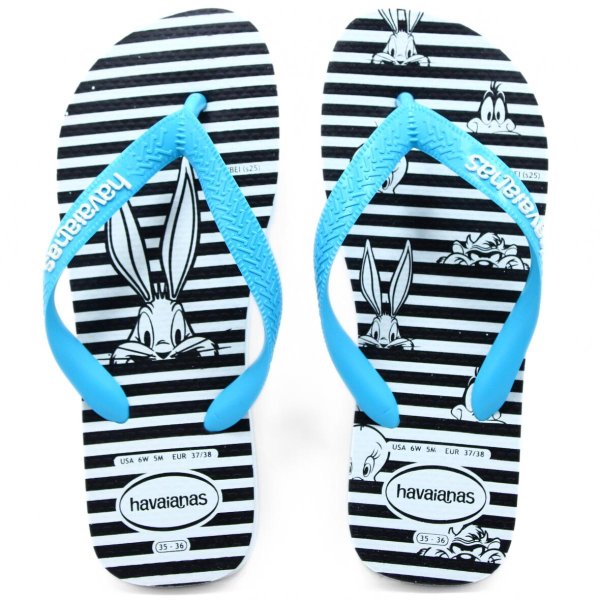 Chinelo Havaianas Top Warner Logo Fc - Branco e Azul