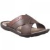 Chinelo Couro Itapuã Tiras Cruzadas Slide - Marrom