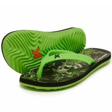 Chinelo Kenner Summer Caveira Floral Masculino - Preto e Verde