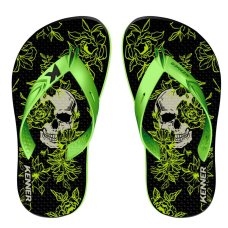 Chinelo Infantil Kenner Summer Caveira Floral - Preto e Verde