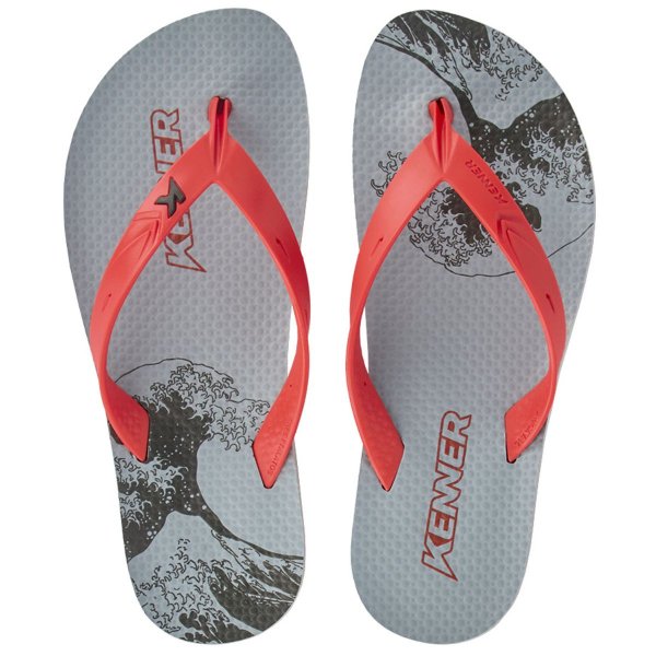 Chinelo Kenner Summer Tsunami Masculino - Cinza e Vermelho