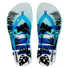 Chinelo Kenner Summer Estampa Flora Masculino - Azul e Branco