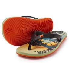 Chinelo Kenner Summer Estampa Flora Masculino - Preto e Laranja