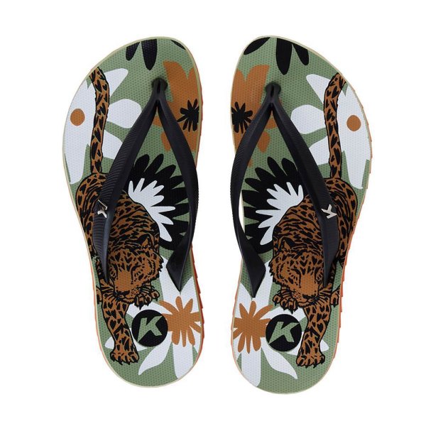 Chinelo Kenner Ibiza Jaguar Feminino - Verde e Preto