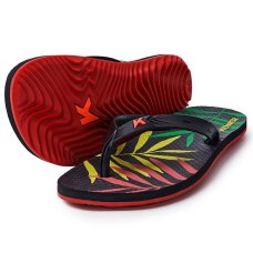 Sandália Kenner Summer Leaves Masculina - Preto e Vermelho