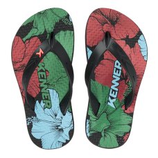 Chinelo Infantil Kenner Summer Hibisco Kids - Preto e Verde