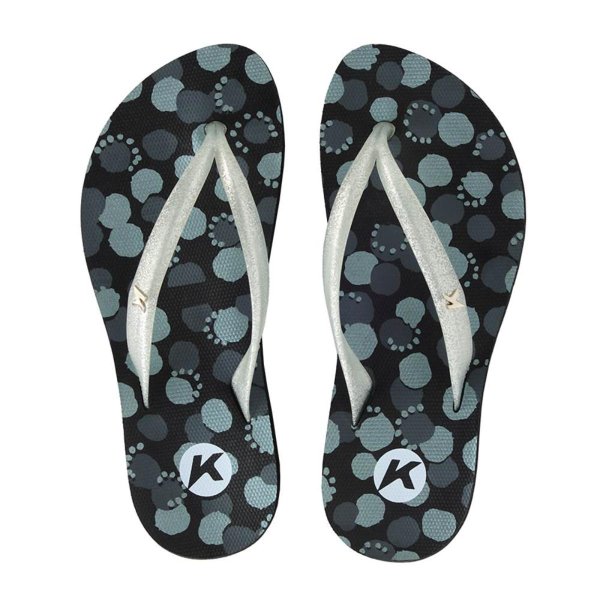 Chinelo Kenner Ibiza Polka Feminino - Preto e Cinza