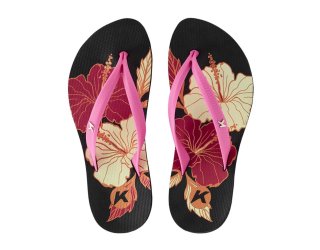 Chinelo Kenner Ibiza Hibisco Feminino - Preto e Rosa