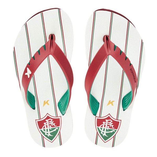 Chinelo Infantil Kenner Fluminense Red Kids - Branco e Vermelho