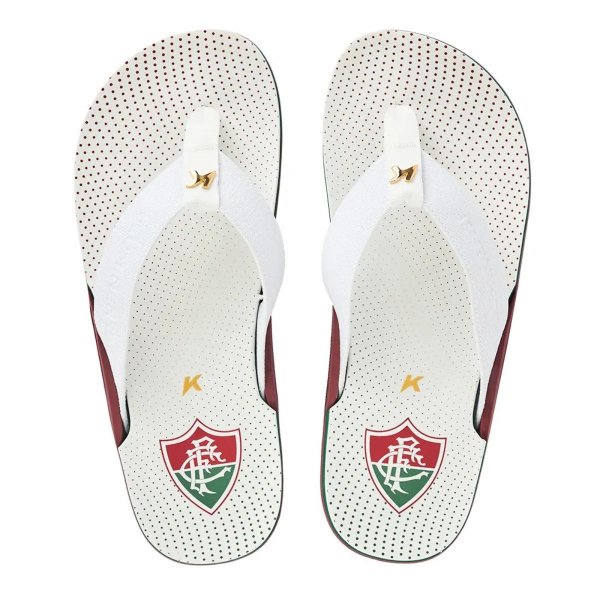 Chinelo Kenner Fluminense Nk6 Pro Masculino - Branco e Vermelho