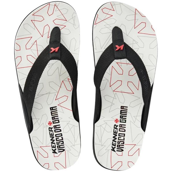 Chinelo Kenner Vasco Da Gama Nk6 Masculino - Branco e Preto
