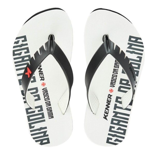 Chinelo Infantil Kenner Vasco Da Gama Red Kids - Branco e Preto