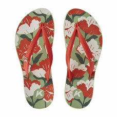 Chinelo Kenner Ibiza Flora Feminino - Verde e Vermelho
