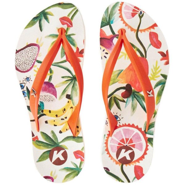 Chinelo Kenner Ibiza Fruit Feminino - Laranja e Branco