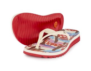 Chinelo Kenner Ibiza Funghi Feminino - Branco e Vermelho