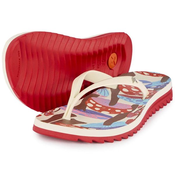 Chinelo Kenner Ibiza Funghi Feminino - Branco e Vermelho