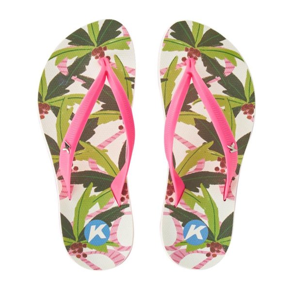 Chinelo Kenner Ibiza Hula Feminino - Branco e Rosa