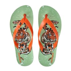 Chinelo Infantil Kenner Summer Old School Kids - Verde e Laranja