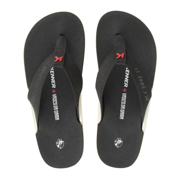 Chinelo Kenner Vasco da Gama Nk6 Pro Masculino - Preto e Branco