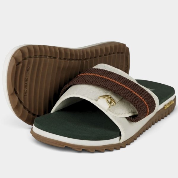 Chinelo Kenner Kivah Slide Masculino - Verde Escuro e Marrom