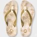 Chinelo Kenner Kyra Slim Estampada Feminino - Branco e Dourado