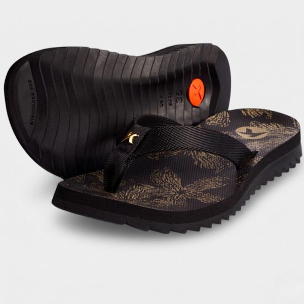Chinelo Kenner Kyra Slim Estampada Feminino - Preto
